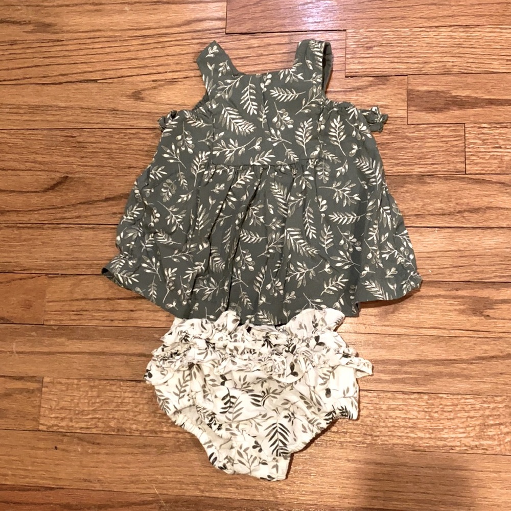 Tu kids sage green baby dress 0-3 months